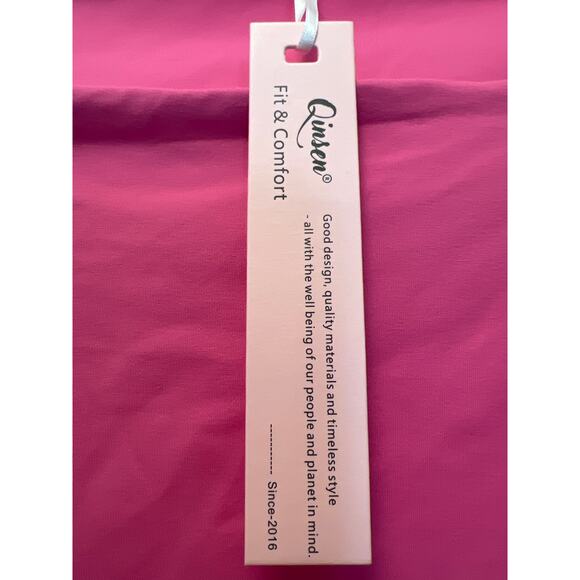 NWT Qinsen Women’s Sexy Square Neck‎ Long Sleeve One-Piece Bodysuit Size S Pink - Picture 3 of 5